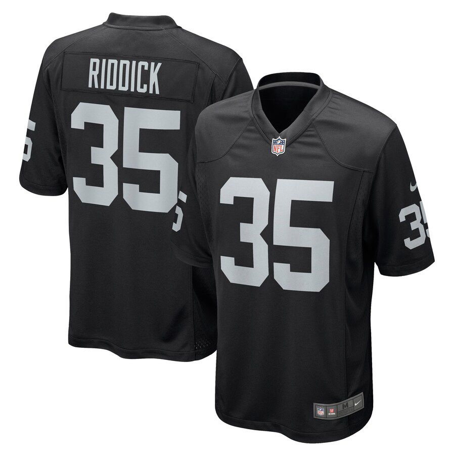 Men Oakland Raiders #35 Theo Riddick Nike Black Game NFL Jersey